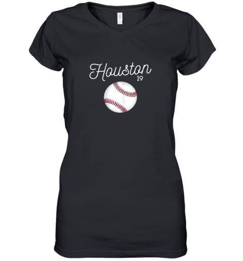 Houston Baseball Shirt Astro Number 19 and Giant Ball Women's V-Neck T-Shirt