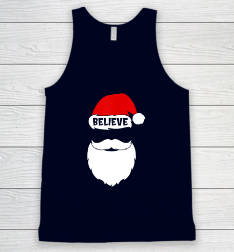 Christmas Believe In Santa Claus Believe Quote On Santa Hat Tank Top 2