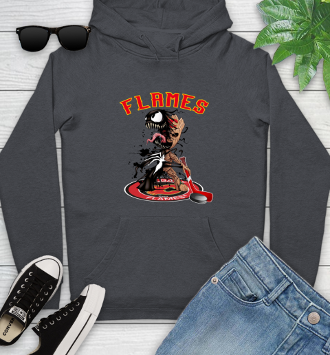 NHL Calgary Flames Hockey Venom Groot Guardians Of The Galaxy Youth Hoodie 8