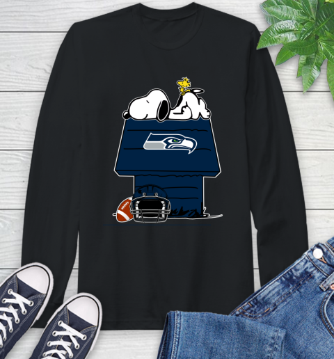 Seattle Seahawks NFL Football Snoopy Woodstock The Peanuts Movie Long Sleeve T-Shirt 2