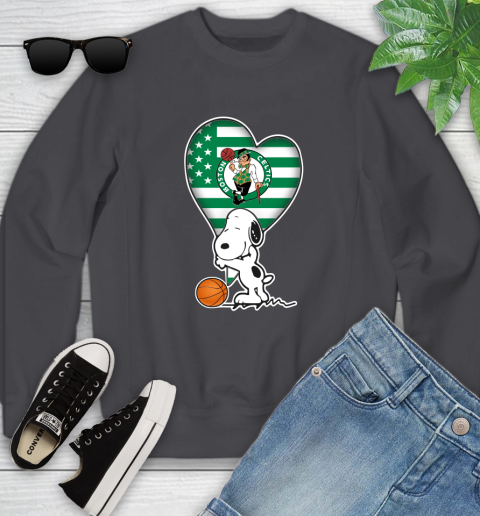 Boston Celtics NBA Basketball The Peanuts Movie Adorable Snoopy Youth Sweatshirt 6