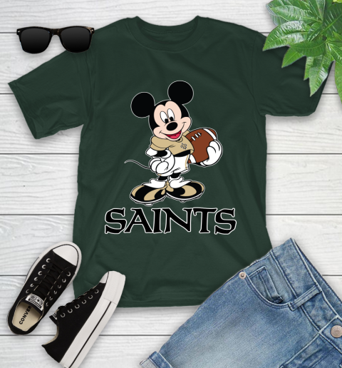 NFL Football New Orleans Saints Cheerful Mickey Mouse Shirt Youth T-Shirt 5