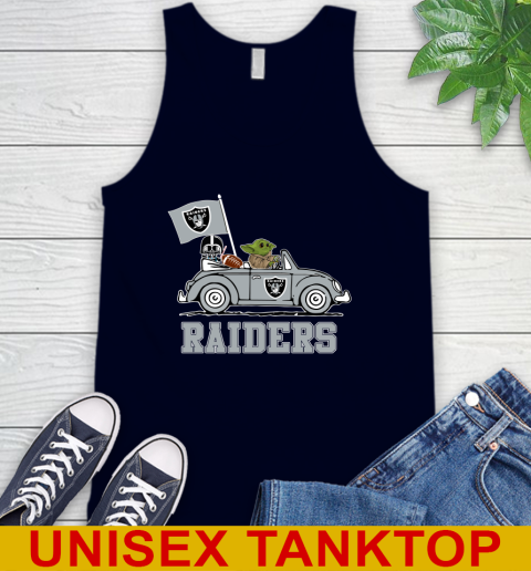 NFL Football Oakland Raiders Darth Vader Baby Yoda Driving Star Wars Shirt Tank Top 3