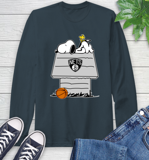 Brooklyn Nets NBA Basketball Snoopy Woodstock The Peanuts Movie Long Sleeve T-Shirt 8