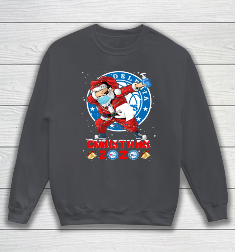 Philadelphia 76ers Funny Santa Claus Dabbing Christmas 2020 NBA Sweatshirt 4
