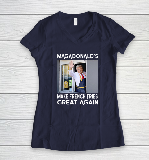MAGADONALD'S Donald Trump Make French Fries Great Again Women's V-Neck T-Shirt 7