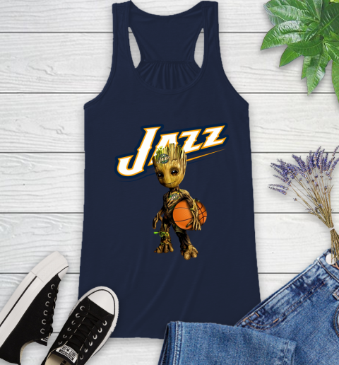 Utah Jazz NBA Basketball Groot Marvel Guardians Of The Galaxy Racerback Tank 12