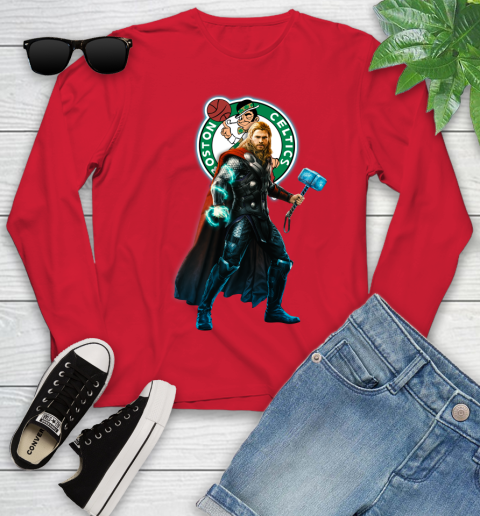 NBA Thor Avengers Endgame Basketball Boston Celtics Youth Long Sleeve 11