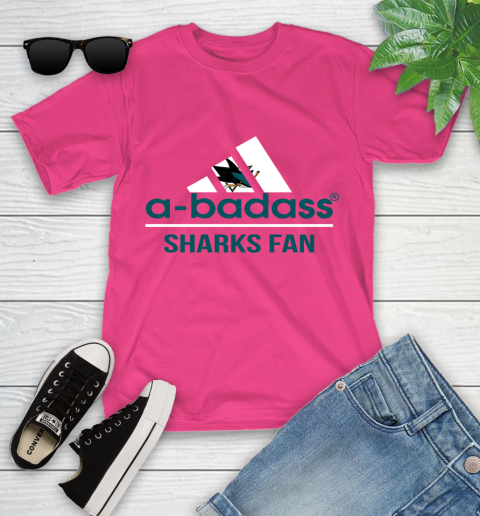 NHL A Badass San Jose Sharks Fan Adidas Hockey Sports Youth T-Shirt 11