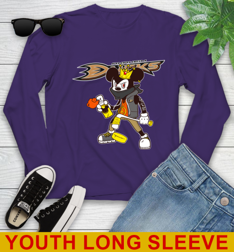Anaheim Ducks NHL Hockey Mickey Peace Sign Sports Youth Long Sleeve 5