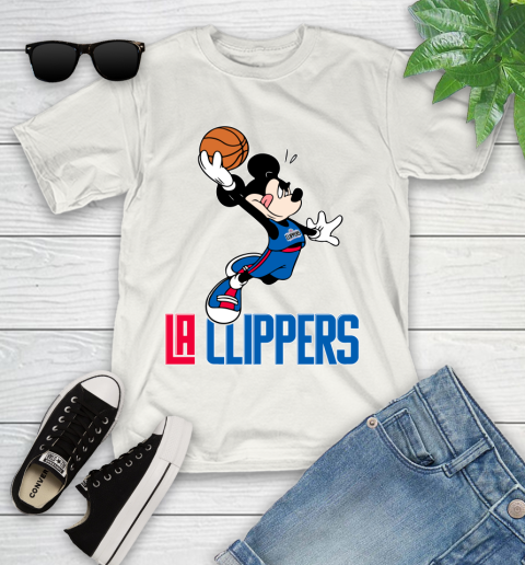 NBA Basketball LA Clippers Cheerful Mickey Mouse Shirt Youth T-Shirt 2