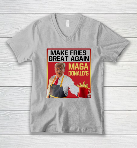 MAGAdonald's Make French Fries Great Again Donald Trump V-Neck T-Shirt 2