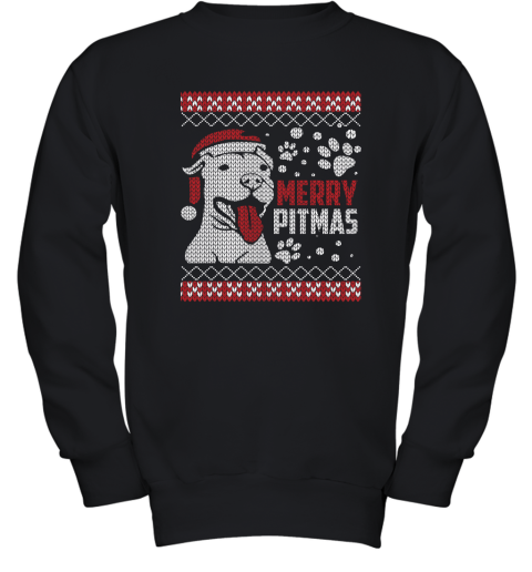 Merry Pitmas Pitbull Ugly Christmas Holiday Adult Crewneck Youth Sweatshirt