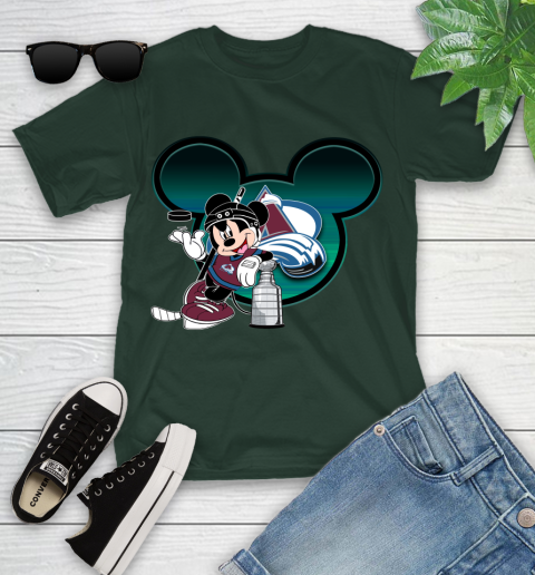 NHL Colorado Avalanche Stanley Cup Mickey Mouse Disney Hockey T Shirt Youth T-Shirt 5