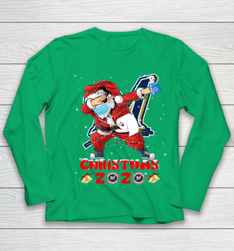 Milwaukee Brewers Funny Santa Claus Dabbing Christmas 2020 MLB Youth Long Sleeve 4