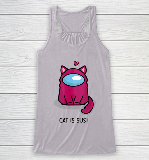 Among Us Game Shirt Cute Cat Astronaut Among me or us Nerdy Girl Gamer Racerback Tank 3