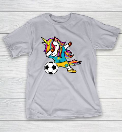 Dabbing Unicorn Kazakhstan Football Kazakhstani Flag Soccer T-Shirt 6