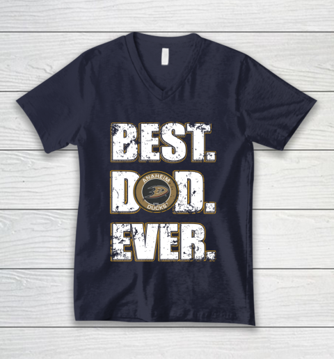 NHL Anaheim Ducks Hockey Best Dad Ever Family Shirt V-Neck T-Shirt 2