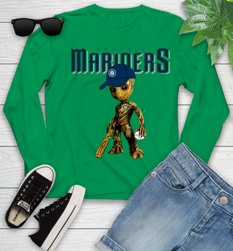 MLB Seattle Mariners Groot Guardians Of The Galaxy Baseball Youth Long Sleeve 6