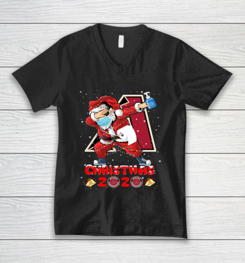Arizona Diamondbacks Funny Santa Claus Dabbing Christmas 2020 MLB V-Neck T-Shirt
