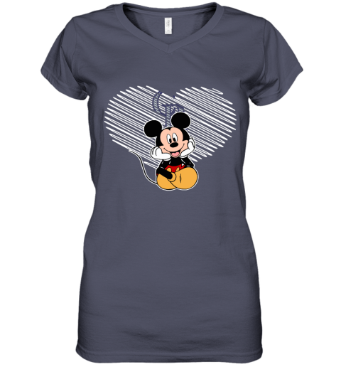 c6r5 mlb colorado rockies the heart mickey mouse disney baseball women v neck t shirt 39 front heather navy
