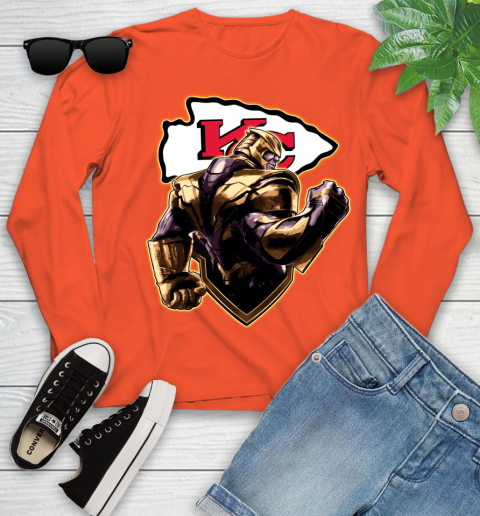 NFL Thanos Avengers Endgame Football Sports Kansas City Chiefs Youth Long Sleeve 4
