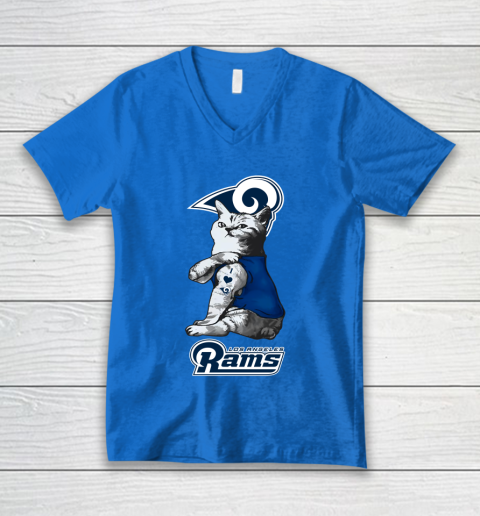 NFL Football My Cat Loves Los Angeles Rams V-Neck T-Shirt 5