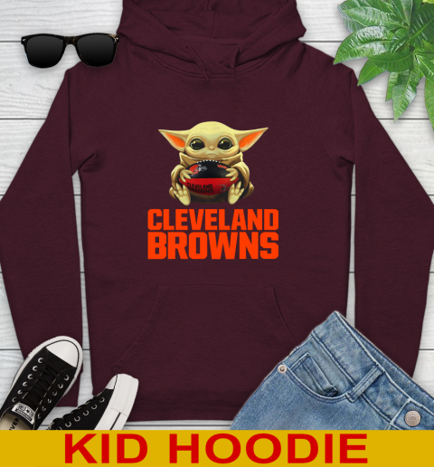 NFL Football Cleveland Browns Baby Yoda Star Wars Shirt Youth Hoodie 7