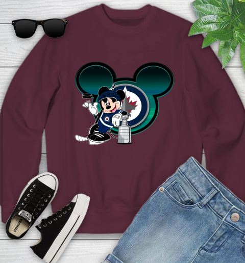 NHL Winnipeg Jets Stanley Cup Mickey Mouse Disney Hockey T Shirt Youth Sweatshirt 5