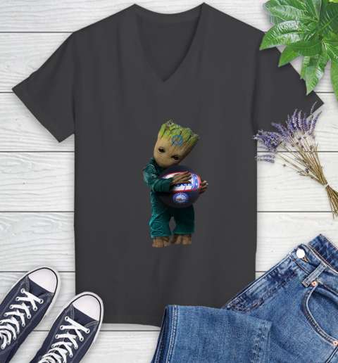 NBA Groot Guardians Of The Galaxy Basketball Sports Philadelphia 76ers Women's V-Neck T-Shirt 8