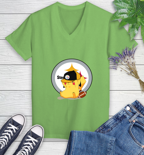 NFL Pikachu Football Sports Pittsburgh Steelers Women's V-Neck T-Shirt 11