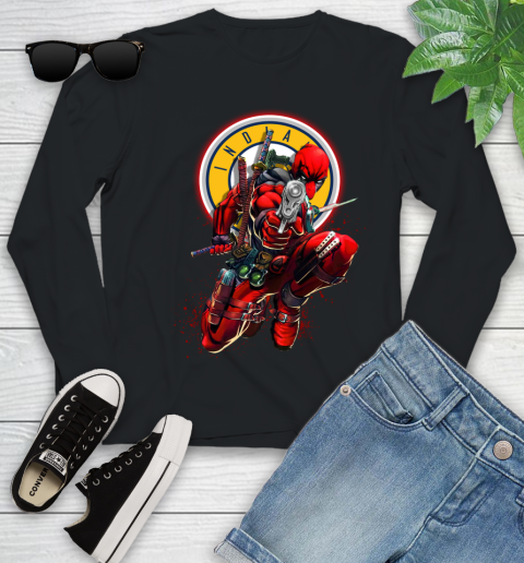 NBA Deadpool Marvel Comics Sports Basketball Indiana Pacers Youth Long Sleeve 2