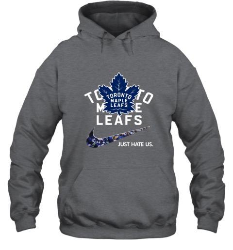 NHL  Toronto mapple leafs x Nike Just Hate Us pfuj nhltoronto mapple leafs x nike just hate us hoodie 23 front dark heather