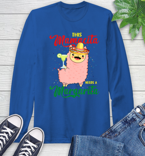 Nurse Shirt This Mamacita needs a Margarita Llama T Shirt Long Sleeve T-Shirt 11