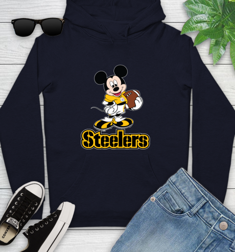 NFL Football Pittsburgh Steelers Cheerful Mickey Mouse Shirt Youth Hoodie 4