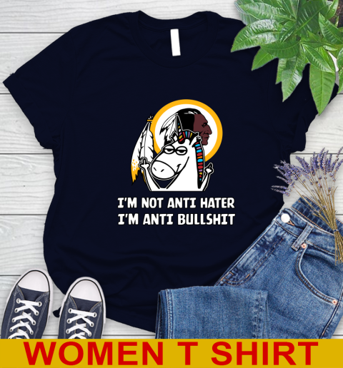 Washington Redskins NFL Football Unicorn I'm Not Anti Hater I'm Anti Bullshit Women's T-Shirt 3