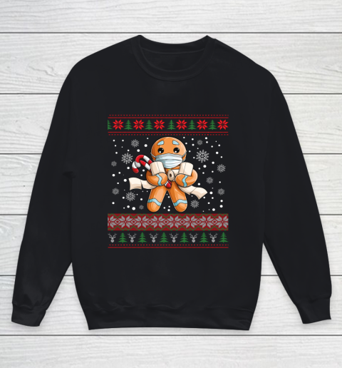 Gingerbread Face Mask Christmas 2020 Quarantine Pajamas Gift Youth Sweatshirt