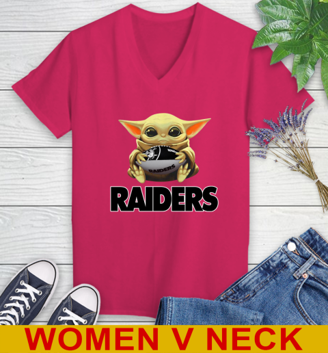 NFL Football Oakland Raiders Baby Yoda Star Wars Shirt Women's V-Neck T-Shirt 10