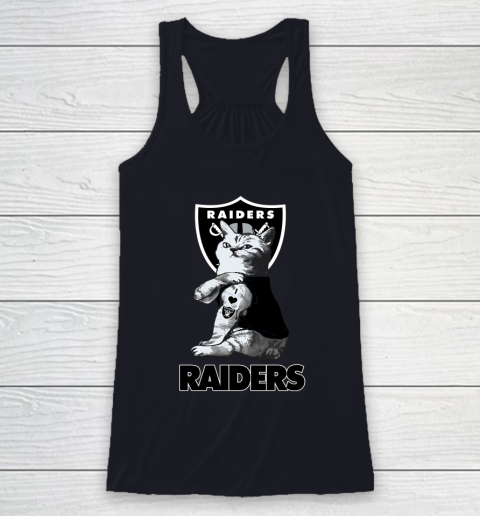 NFL Football My Cat Loves Oakland Raiders Racerback Tank - Image 8