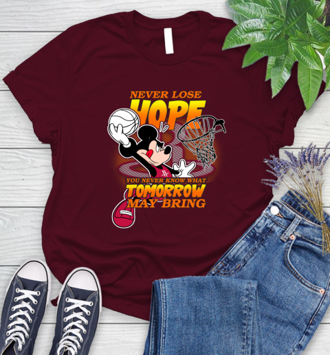Houston Rockets NBA Basketball Mickey Disney Never Lose Hope Women's T-Shirt 7