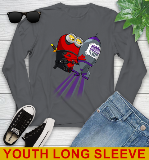 NBA Basketball Sacramento Kings Deadpool Minion Marvel Shirt Youth Long Sleeve 9