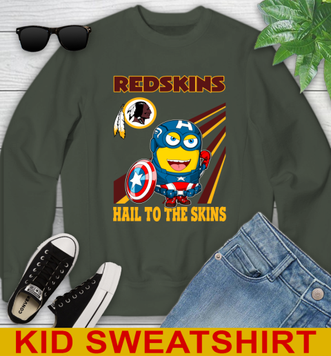 NFL Football Washington Redskins Captain America Marvel Avengers Minion Hail To The Skín Shirt Youth Sweatshirt 8
