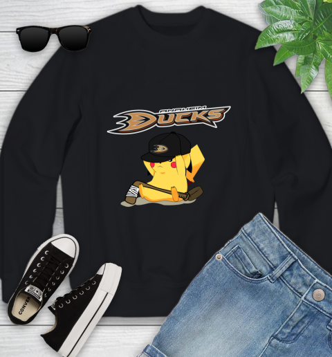 NHL Pikachu Hockey Sports Anaheim Ducks Youth Sweatshirt 2