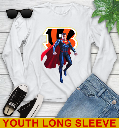 NFL Superman DC Sports Football Cincinnati Bengals Youth Long Sleeve