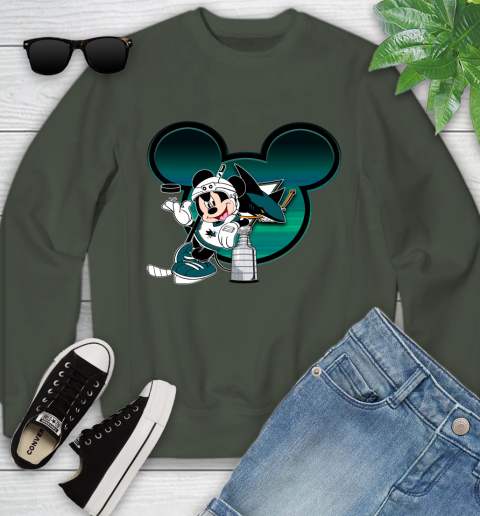 NHL San Jose Sharks Stanley Cup Mickey Mouse Disney Hockey T Shirt Youth Sweatshirt 10