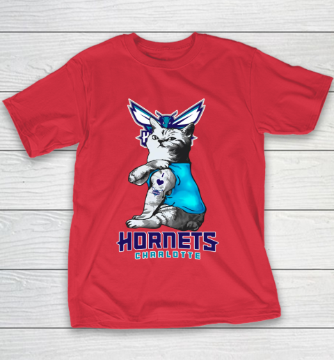 NBA Basketball My Cat Loves Charlotte Hornets Youth T-Shirt 7