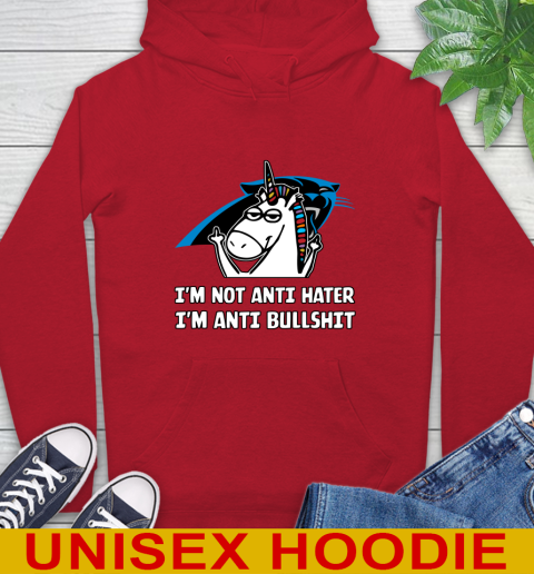 Carolina Panthers NFL Football Unicorn I'm Not Anti Hater I'm Anti Bullshit Hoodie 10