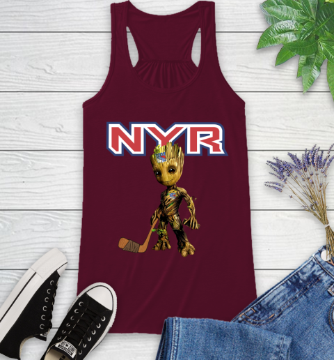 New York Rangers NHL Hockey Groot Marvel Guardians Of The Galaxy Racerback Tank 3