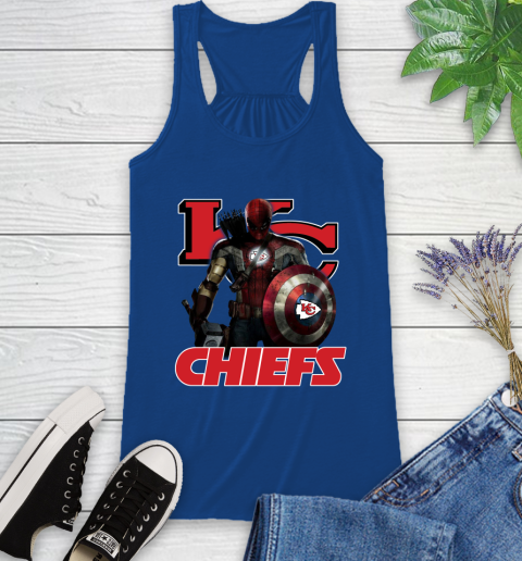 NFL Captain America Thor Spider Man Hawkeye Avengers Endgame Football Kansas City Chiefs Racerback Tank 9