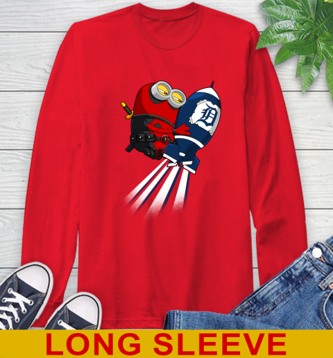 MLB Baseball Detroit Tigers Deadpool Minion Marvel Shirt Long Sleeve T-Shirt 12